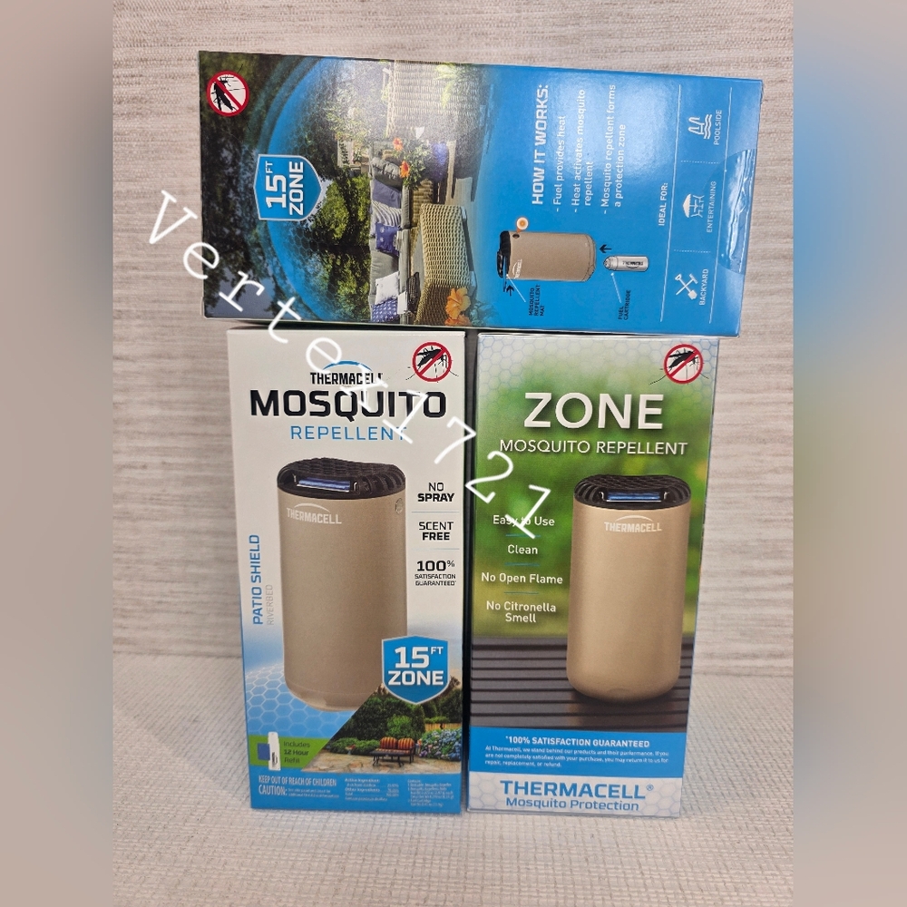 Lot Of 3 Thermacell Patio Shield 15FT Zone Mosquito Repellent Beige